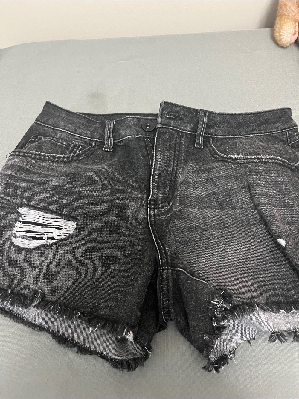 Natural Reflections Black Distressed Denim Jean Shorts